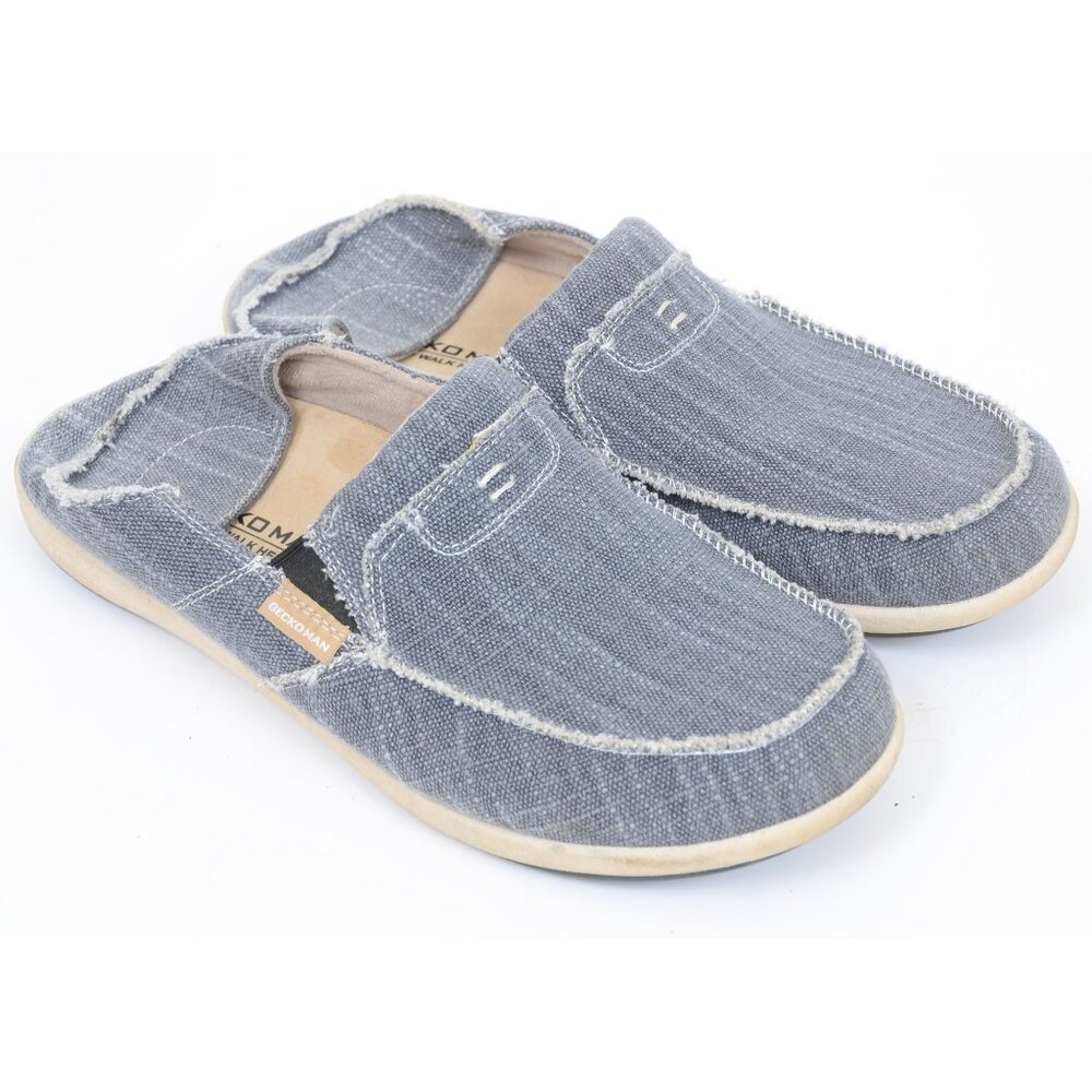 Gecko Man Mens 12 Slip On Canvas Loafers Arch Support Orthopedic Boat Shoes Blue